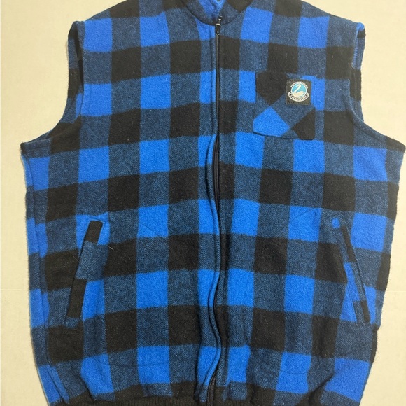 VTG SWANNDRI Men's Wool Buffalo Check Flannel Vest Full Zip, Sz 2XOS 112 cm #921 - Picture 1 of 5